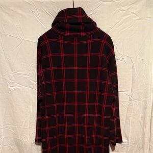 Zara Black and Red Checkered Long Sleeve Dress